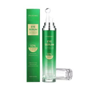 Eye Serum with 5% Caffeine & 5% Retinol for Dark Circles, Puffiness Puffy Bags & Wrinkles Fine Lines – Under Eye Roller Cream Anti Aging Treatment with 360° Massage Ball for Men and Women
