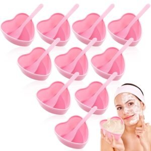 Teenyyou 5 Sets Facial Bowls for Esthetician, Pink Facial Mask Mixing Bowls Set with Spatula, Heart Shape Facemask DIY Skin Care Mixing Tool Kit Esthetician for Lady Women Home Beauty Salon Hair Dye