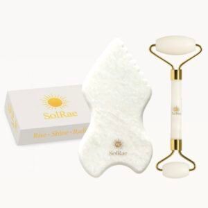 Gua Sha Bian Facial Stone With Jade Roller | Gua Sha Facial Tool Kit to Lift, Plump, Tone and Sculpt | Hand Crafted with 100% Authentic Bian Stone for Daily Use | Gifts for Women