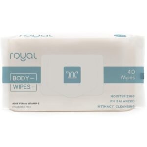 Royal Intimate Cleansing Feminine Wipes for Vaginal Hygiene, Personal Cleansing, Period Care, Sensitive Skin & Odor Removal – Unscented, pH Balanced, Flushable – Women, Men, Adult Safe – 40 Count