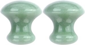 Uonlytech Ice Roller 2Pcs Facial Tools, Green Jade Quartz Massage Rollers Stones Scraping Massage Tool for Women Home Spa