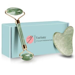 Ysrisny Gua Sha Facial Tools Jade Roller for Face – Facial Massage Tool for Anti Aging Wrinkles and Skin Rejuvenate -100% Natural Jade Stone for Face Eyes (Jade Roller+GUA SHA)