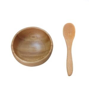 erioctry Mask Bowl- Cute Small Skin Care Mask Bowl Eco Bamboo Mixing Tool Sets for Ladies Women DIY Cosmetic Tool Kit