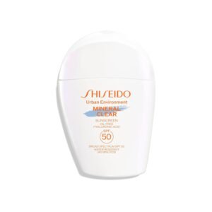 Shiseido Urban Environment Mineral Clear Sunscreen SPF 50 – Visibly Improves Skin Tone, Radiance, Wrinkles & Firmness – Water Resistant for 40 Minutes – Non-Comedogenic – 1 fl oz