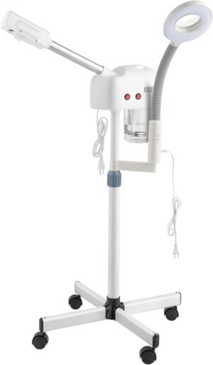Winado 2 in 1 Facial Steamer with 5X Magnification Light, Deep Cleaning for Personal Skin Care, Beautician Steamer Professional Humidifier Facial Spa Mist Steam for Home & Beauty Salon, White