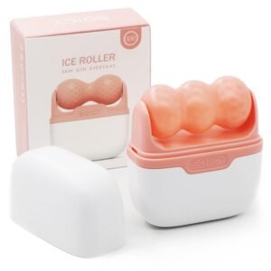 Leeshine Ice Roller Set for Face and Eyes – Facial Skin Care Tools with 2 Cold Therapy Face Roller and Premium Travel Case, Self Care Gift for Men Women (Pink)