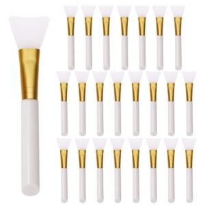 Mini Skater 24Pcs Soft Silicone Face Mask Brushes for Facial Mud Clay Charcoal Mixed Masks Hairless Moisturizers Body Lotion & Butter Applicator Skincare Beauty Tools (White)