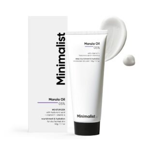 Minimalist Face Moisturizer for Dry Skin | Marula Oil 5% With Hyaluronic Acid For Deep Nourishment & Hydration | Face Hydrating Moisturizer | For Women & Men | 1.7 Oz / 50 gm