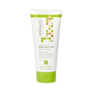 Andalou Naturals Body Butter, Kukui Cocoa Nourishing Body Cream, 8 Oz, Shea Butter, Cocoa Butter & Argan Oil for Dry Skin, Vegan