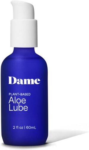 Dame Products Aloe Lube, Water Based Personal Lubricant for Women, Men & Couples, Organic Aloe Vera Lubricant for Privacy & Toys, Natural pH Balanced Water Based Lube, Condom & Adult Toy Safe, 2 Fl Oz