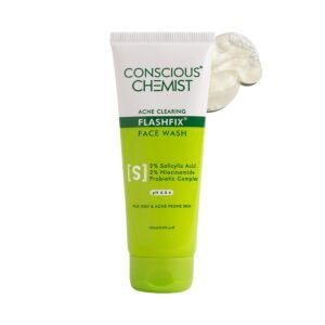 Conscious Chemist® 2% Salicylic Acid Face Wash | 100ml | Face Wash for Oily & Acne Prone Skin for Men & Women, Glycolic Acid & CICA Extract, For Glowing & Radiant Skin, Vegan & Cruelty Free – Flashfix