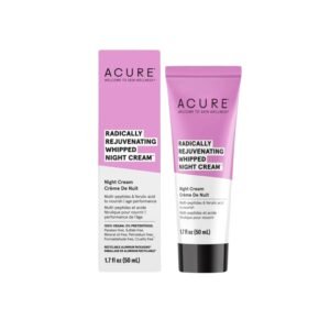 Acure Radically Rejuvenating Whipped Night Cream – Anti Aging Peptide Night Face Cream for Women & Men, Hydrating & Renewing Moisturizer for Fine Lines and Dark Spots with Vitamin C – 1.7 fl oz