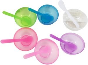 6 Pieces Plastic Facial Mask Mixing Bowl With Stirring Spatula Facemask Bowl Mud Mask Mixing Bowl DIY Skin Care Mixing Tool Kit for Lady Women Home Beauty Salon Use, Transparent Color Series