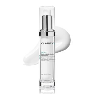 ClarityRx Get Fit Multi-Peptide Face Serum with Hyaluronic Acid, Anti Aging Serum for Fine Lines & Wrinkles, Natural & Plant-Based (1 fl oz)