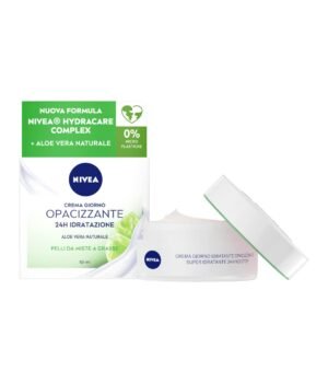 NIVEA 24H Mattifying Day Cream for Combination & Oily Skin – Lightweight Aloe Vera & Mineral-Enriched Formula, Non-Greasy Finish, 50 ml Pot – Shine-Control Hydration for Daily Use