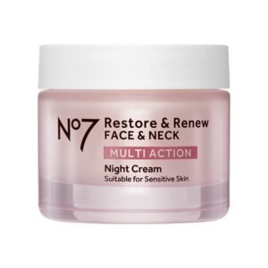 No7 Restore & Renew Multi Action Night Cream for Face & Neck – Nighttime Face Moisturizer with Collagen Peptides – Anti Aging Skin Care for Crepey Skin with Hyaluronic Acid & Ceramides (1.69 Oz)