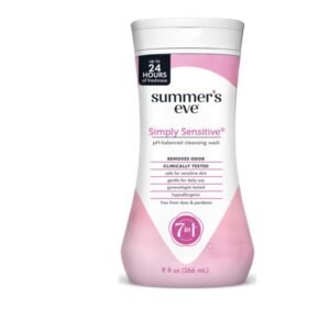 Summer’s Eve Simply Sensitive Feminine Cleansing Wash, Sensitive Skin Daily Intimate Wash, Removes Odor, pH Balanced, Hypoallergenic, 9 Ounce (Pack of 1)