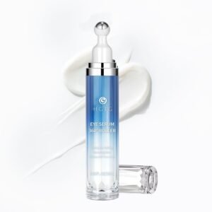 5% Caffeine Eye Serum with 360° Metal Roller, Under Eyes Cream for Dark Circles, EyeBags & Puffiness, Cooling Treatment for Women, 0.67 fl oz / 20 mL