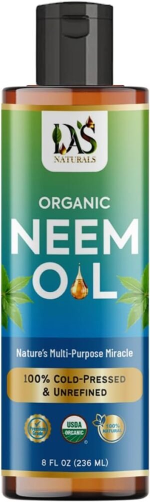 Organic Neem Oil for Skin, Hair & Face – USDA Certified, 100% Pure Cold-Pressed Unrefined Neem Oil Concentrate (Aceite de Neem) | Perfect for Scalp, Nails, Plants | 8 fl oz