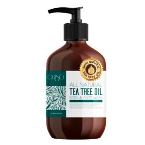 Tea Tree Oil Body Wash – Helps Athletes Foot, Ringworm, Jock Itchy, Acne, Eczema, Yeast Infection, Body Odor, Itchy Skin – With Moisturizing Aloe – Sulfate Free – 16oz