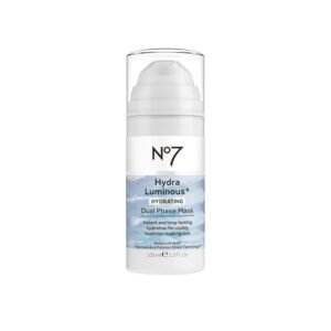 No7 HydraLuminous+ Hydrating Dual Phase Face Mask – Hyaluronic Acid Overnight Face Mask with Vitamin B3 Niacinamide for Skin Barrier Repair & Radiant-Looking Skin (3.5 Fl Oz)