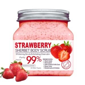 Strawberry Body Scrubs 18 Oz- Exfoliating Body Scrub with Dead Sea Salt, Argan Oil and Vitamic C-Sugar Scrub for Body, Body Scrub Sugar, Face-Body Scrubs for Women, (Strawberry)