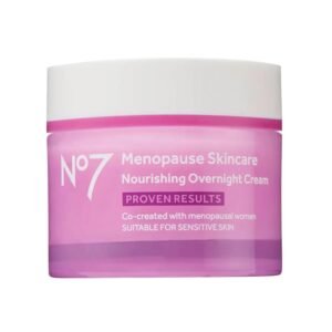 No7 Menopause Skincare Nourishing Overnight Cream – Hydrating Hyaluronic Night Cream for Dry, Sensitive Menopausal Skin – Skin Firming Lipids, Ceramides + Soy Isoflavones (50 ml)