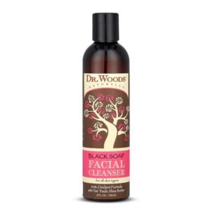 Dr. Woods Black Soap Facial Cleanser – Made with Organic Shea Butter, Gentle Liquid Face Wash for Men and Women, Natural Cleansing for Daily Use and All Skin Types – 8 Fl Oz