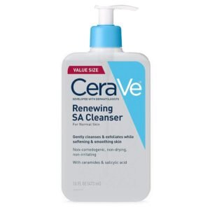CeraVe Renewing Salicylic Acid Cleanser, Formulated With Hyaluronic Acid, Niacinamide, & Ceramides, Gentle BHA Exfoliating Face Wash Smoothes & Softens Skin, Non Comedogenic & Fragrance Free, 16 Ounce