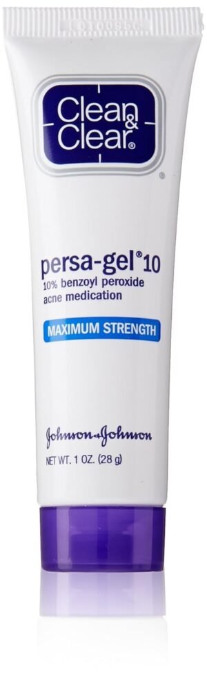 Clean & Clear Persa-Gel 10 Acne Medication Spot Treatment with Maximum Strength 10% Benzoyl Peroxide, Pimple Cream & Acne Gel Medicine for Face Acne with Benzoyl Peroxide Medication, 1 oz (Pack of 3)