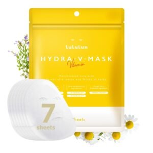 Lululun 7 Sheet Vitamin C Face Masks Skincare for Women & Men, Daily Face Mask Sheet for Pore Firming & Dull Skin, Facial Mask Sheet with 7 Herbs, Japanese Sheet Masks with 7+1 Vitamin Complex HYDRA V