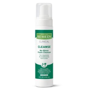 Medline Remedy Clinical No-Rinse Foam Cleanser, Vanilla Scent (8 fl oz), No Rinse Shampoo and Body Cleanser for Sensitive Skin, Hydrating, Paraben and Sulfate Free, For Face, Body, and Hair, All Ages