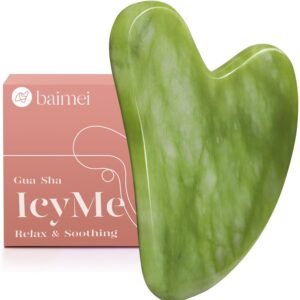 BAIMEI IcyMe Gua Sha Facial Tools Face Massager for Skin Care, Relaxation and Reduce Wrinkles Puffiness Skin Care Tools, Self Care Gift for Men Women – Green