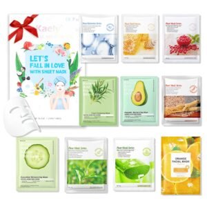 Kaely 10 Pack Variety Face Masks for Kids, Kids Face Mask Spa Day Kit Supplies, Spa Party Favors for Teens Girls Women, Sheet Facial Mask Skincare Gifts Set, Hydrating Nourish for All Skin Types, 01