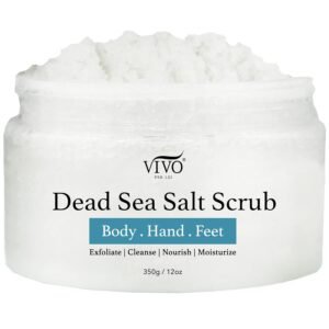 Vivo Per Lei Body Scrub – Exfoliating Body Scrub with Dead Sea Minerals – Dead Sea Salt Scrub for Hands & Legs – Body Exfoliant for a Supple Beach Body – 350 g/ 12.34 oz