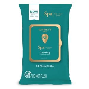 Summer’s Eve Spa Calming Chamomile Feminine Wipes, 100% Plant Based*, pH balanced Plush Cloths, 24 Count