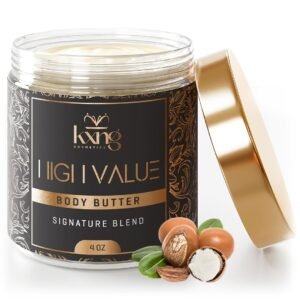 KXNG Cosmetics Shea Body Butter Cream – 4oz | Organic Body Butter for Men & Women with Shea, Cocoa, Mango & Coconut Oil | Deep Moisturizing Cream for Hands, Feet & All Skin Types – High Value