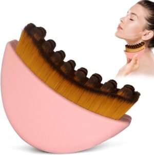Silicone Fully Covered Upgrade Lymphatic Contour Face Brush, Lymphatic Drainage Massager for Face,Ergonomically Designed to Fit the Skin Precisely. (Pink)