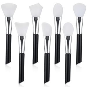 7PCS Silicone Mask Applicator, Multiple Black Silicone Face Brush, Facial Jelly Brushes for Skin Care, Face Spatula for DIY Mud Mixing Make up, Cosmetic Tools for Women
