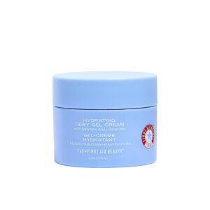 First Aid Beauty Hydrating Dewy Gel Cream, Oil-Free Facial Moisturizer with Hyaluronic Acid & Ceramides, Improve Hydration & Reduce Excess Oil, Oily & Sensitive Skin, 1.9 fl oz