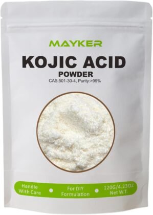 MAYKER Pure Kojic Acid Powder 4.23oz, Cosmetic Grade, Natural Skincare Ingredients for Soap Making, Serums, Lotions, Creams, Water Soluble Only