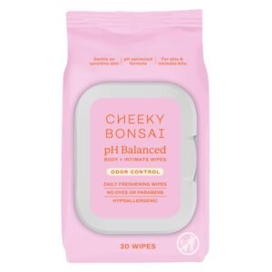 Cheeky Bonsai pH Balanced Feminine Wipes – Removes Odor – Gentle on Sensitive Skin – No Dyes or Parabens – Hypoallergenic – Gynecologist Approved – 30 Count