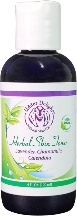 Udder Delight Herbal Skin Toner (4 oz) – Soothing Witch Hazel with Calendula, Lavender & Chamomile Flowers, Toner for Facial Care