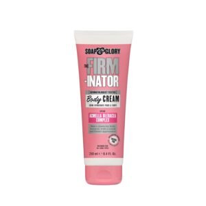 Soap & Glory The Firm-inator Body Cream – Skin Hydration Body Moisturizer with Acmella Oleracea Complex, Shea Butter Lotion & Sunflower Seed Oil – Rich Skin Firming and Tightening Lotion (8.4 Oz)