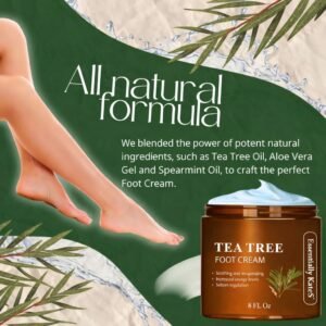Essentially KateS Tea Tree Oil Foot Cream 8 Fl Oz – Toe Nails, Athletes Foot, Ringworms, Jock Itch, Foot Odor, and Soothes Itching Skin and Feet. (Color of Packaging Varies)