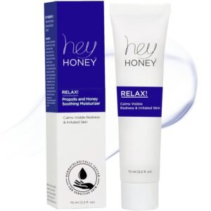Hey Honey Skincare Relax – Instant Rosacea Relief Cream for Sensitive Skin | Calming Face Moisturizer for Facial Redness & Irritation | Dermatologist Tested, Oil-Free with Honey & Propolis | 2.2 Oz