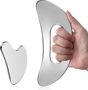 Gua Sha Facial Tool Set – Large Stainless Steel Guasha Tool for Lymphatic Drainage, Cellulite Massage, Puffiness Reducing, Muscle Recovery & Body Sculpting, Skin-Care Gift