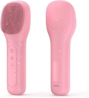 Facial Cleansing Brush Portable Waterproof Rechargeable Face Wash Brush Electric Deep Cleaning for Men and Women (Pink)