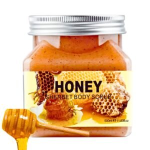 Honey Body Scrubs 18 Oz-Almond Body Scrub, Exfoliating Body Scrub with Sea Salt, Argan Oil and Vitamic C-Sugar Scrub for Body, Face-Body Scrubs for Women(Honey)