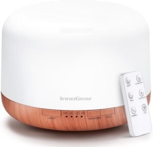 InnoGear 500ml Essential Oil Diffuser with Remote Control, Premium Ultrasonic Aromatherapy Diffusers Mother’s Gift Scent Humidifier Vaporizer Auto-Off Timer for Large Room Home, Yellow